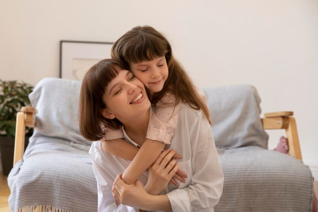 Toddler laughing while holding hands with a childcare educator, capturing starting childcare tips for building trust and confidence over time."